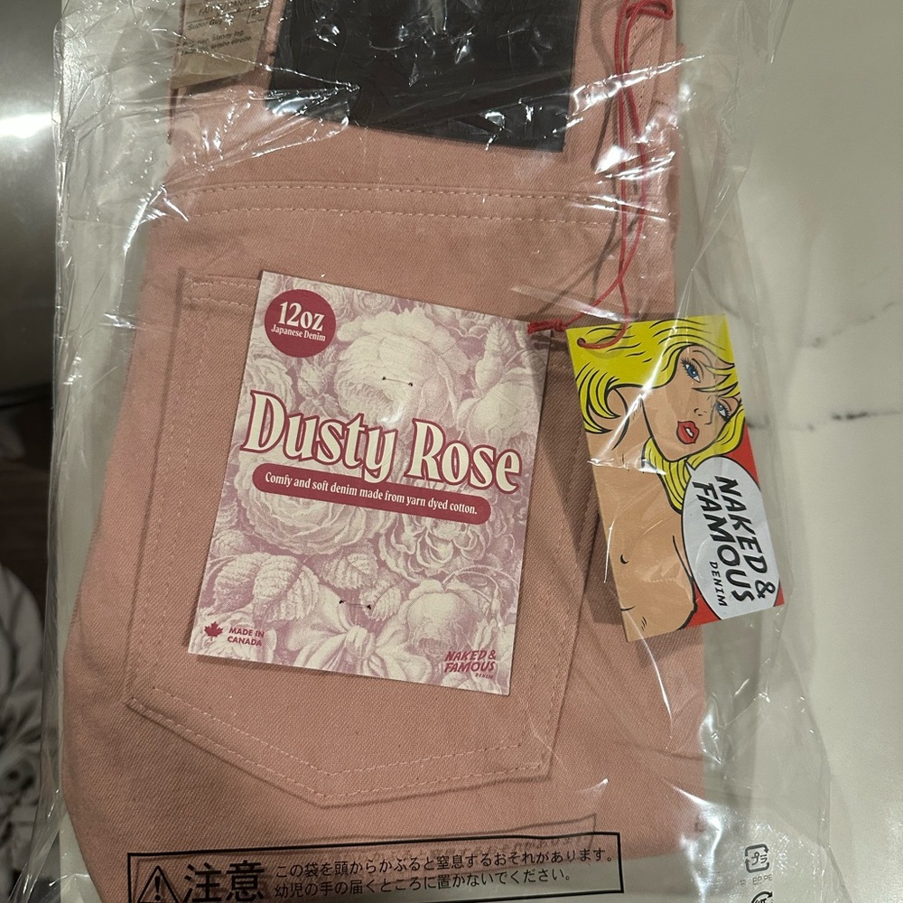 Naked & Famous Denim Dusty Rose Skinny Jeans Size 30 Waist x 34 Inseam